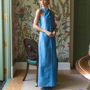 Julia Amory Camille Dress Cornflower Blue New Color Size Medium Dupioni Silk